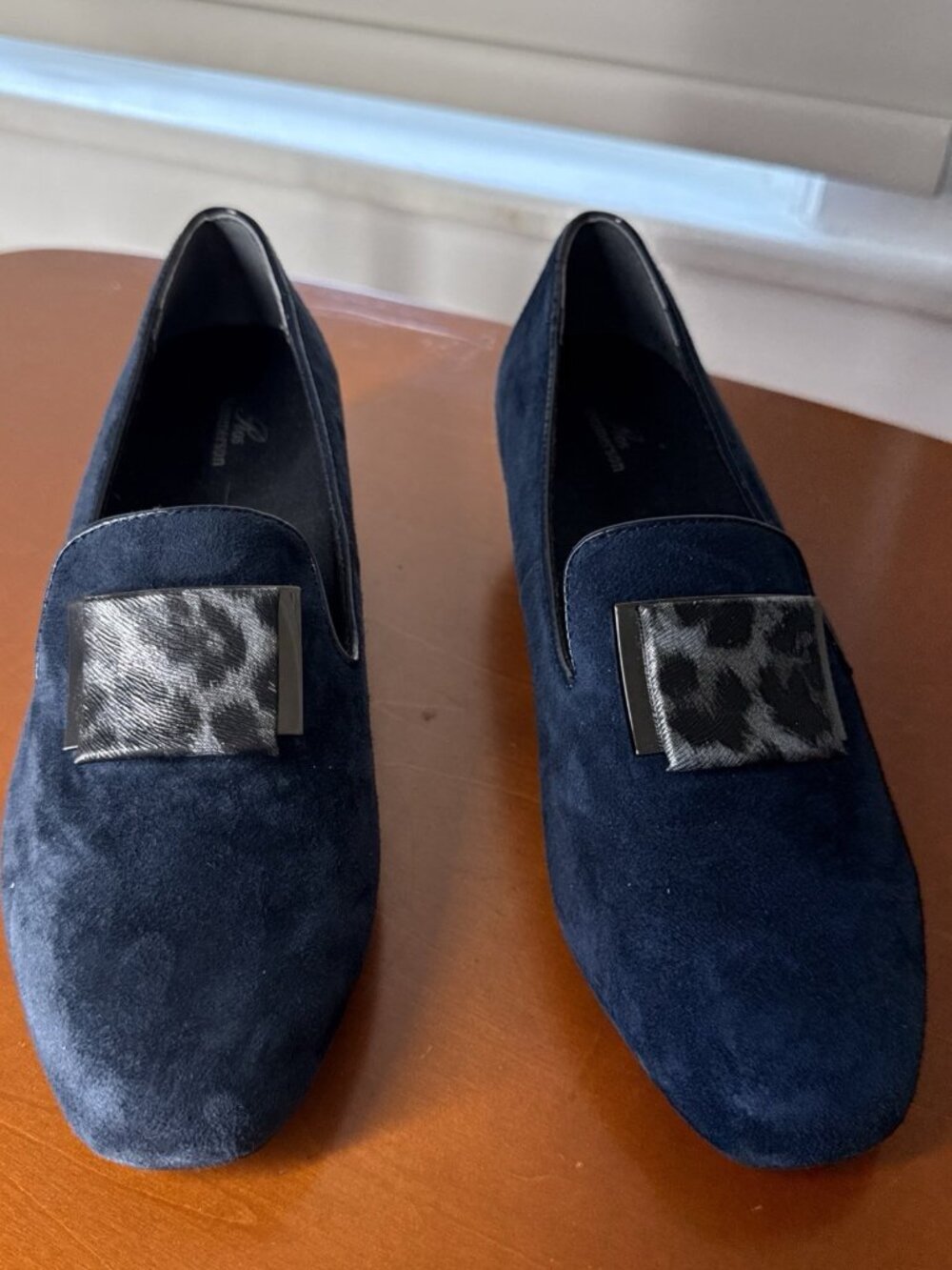 Ros Hommerson NEW Treasure Slipon Loafers Low Heel Shoes 7 M Blue Suede Buckle